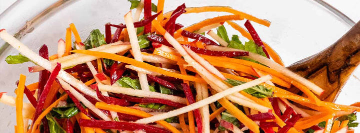 Carrot, Beet & Cucumber Salad with Orange-Miso Dressing